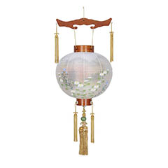 盆提灯: 御殿丸 萩の香 絹二重 絵入 木製 電池式（コードレス：LED仕様）