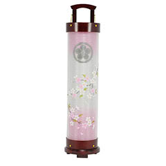 愁霊燈 桜花 おうか 絹二重 絵入 木製 電気コード式 【家紋入代込】