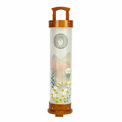 愁霊燈 黄昏 たそがれ 絹二重 絵入 木製 電気コード式 【家紋入代込】