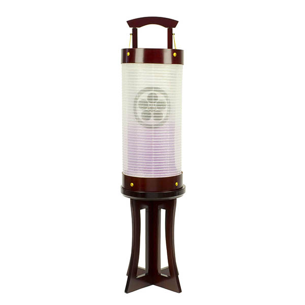 愁霊燈 涼月A りょうげつ 絹二重 木製 電気コード式 【家紋入代込】 【組立不要】