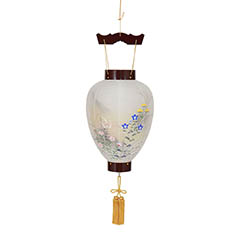 盆提灯: 壺型 ワイン 絹二重 絵入 プラスチック製 電池式（コードレス：LED仕様）