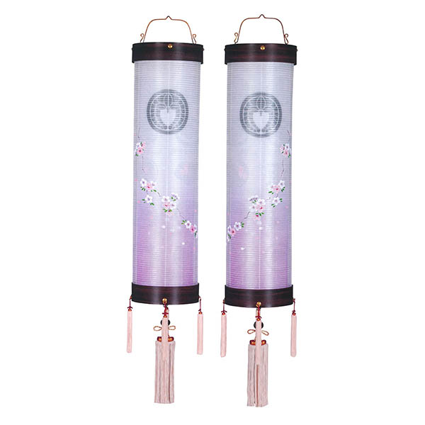 住吉 桜調 絹二重 枝垂れ桜 対柄 （一対入り） 電気コード式 【家紋入代込】