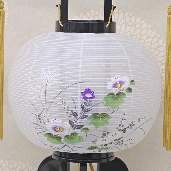 山登　 盆提灯　黒蒔絵 芙蓉回転 紙張　詳細画像