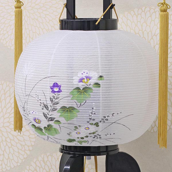 山登　 盆提灯　黒蒔絵 芙蓉回転 紙張　詳細画像