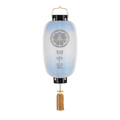 盆提灯: 門提灯長 絹二重 青ボカシ 木製 電気コード式 【家紋入代込】