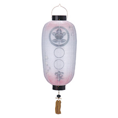 門提灯 桜調 絹二重 菊 木製 電池式(コードレス:LED仕様) 【家紋・家名入代込】