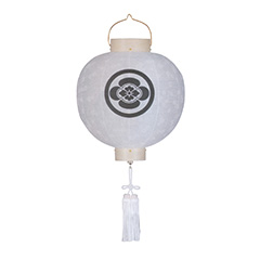 盆提灯: 門提灯 丸 紙 紋天 白木 神道用 木製 電池式（コードレス：LED仕様） 【家紋入代込】