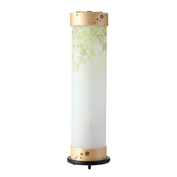 伸縮提灯 和紙 一重張り うぐいす ワンタッチ伸縮 木製 電気コード式（LED仕様）