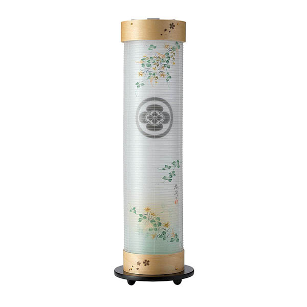 ホワイトバーチ 伸縮提灯 絹二重 ナデシコ ワンタッチ伸縮 木製 電気コード式 【家紋入代込】