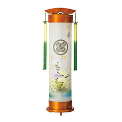 ライト 伸縮提灯 和紙 一重張り 乱菊 ワンタッチ伸縮 木製 電気コード式（LED仕様）【家紋入代込
