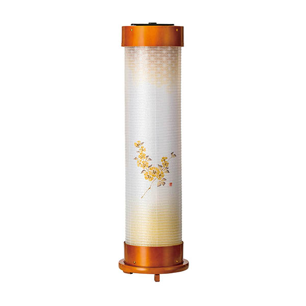 ライト 伸縮提灯 絹二重 山吹 ワンタッチ伸縮 木製 電気コード式（LED仕様）