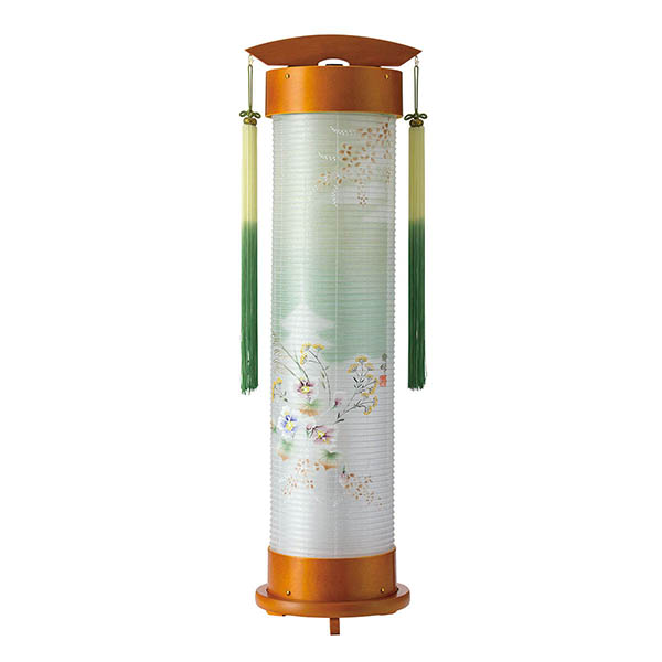ライト 伸縮提灯 絹二重 京城 芙蓉 ワンタッチ伸縮 木製 電気コード式（LED仕様）