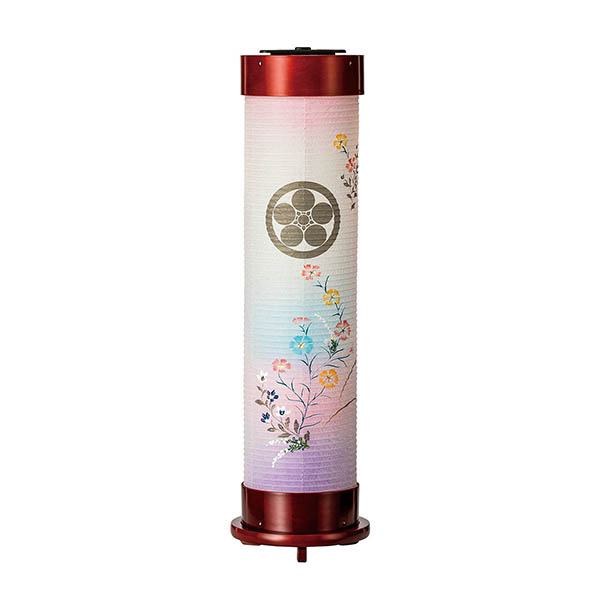 ワイン 伸縮提灯 和紙 一重張り 撫子 ワンタッチ伸縮 木製 電気コード式（LED仕様） 【家紋入代