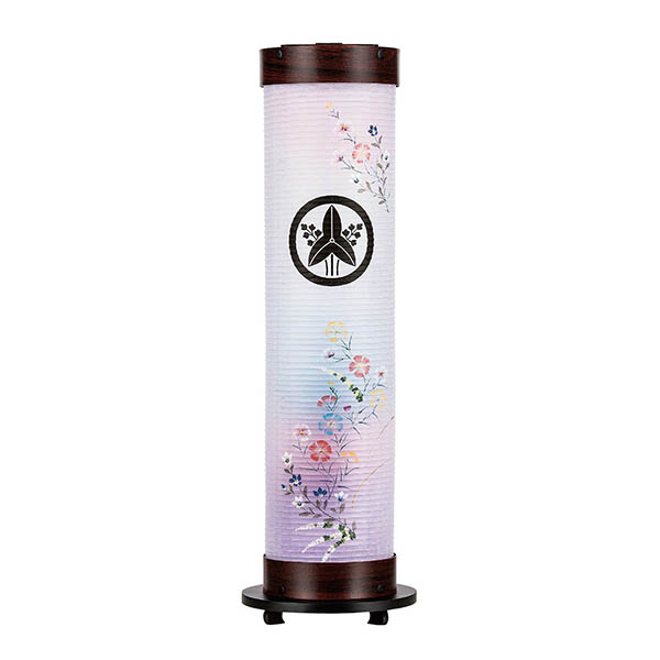 桜調 伸縮提灯 和紙 一重張り 撫子 硬質ボール材 ワンタッチ伸縮 電気コード式 【家紋入代込】
