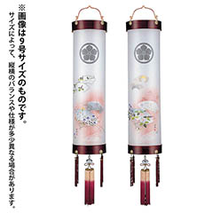 住吉 桜 絹二重 扇面七草 対柄 (一対入り) 木製 電気コード式 【家紋入代込】