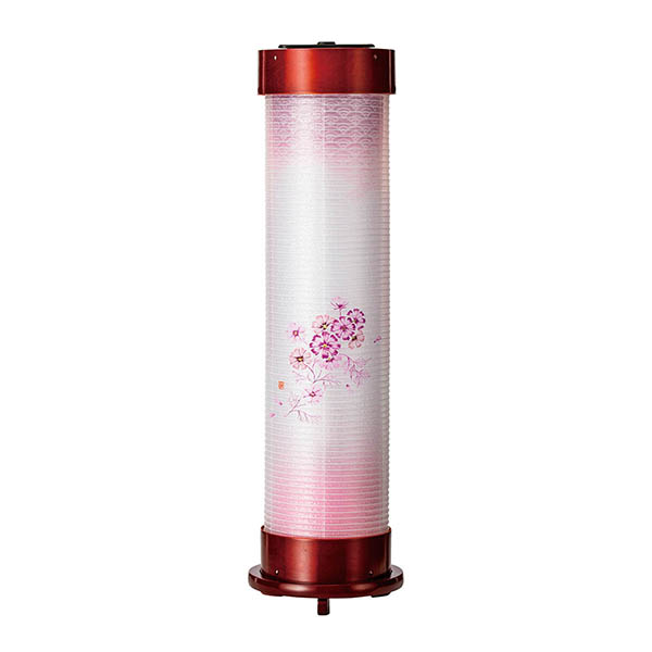 ワイン 伸縮提灯 絹二重 秋桜 ワンタッチ伸縮 木製 電気コード式（LED仕様）