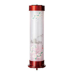ワイン 伸縮提灯 絹二重 桜に塔 ワンタッチ伸縮 木製 電気コード式（LED仕様）