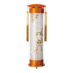 ライト 伸縮提灯 絹二重 小枝に桜 ワンタッチ伸縮 木製 電気コード式(LED仕様)