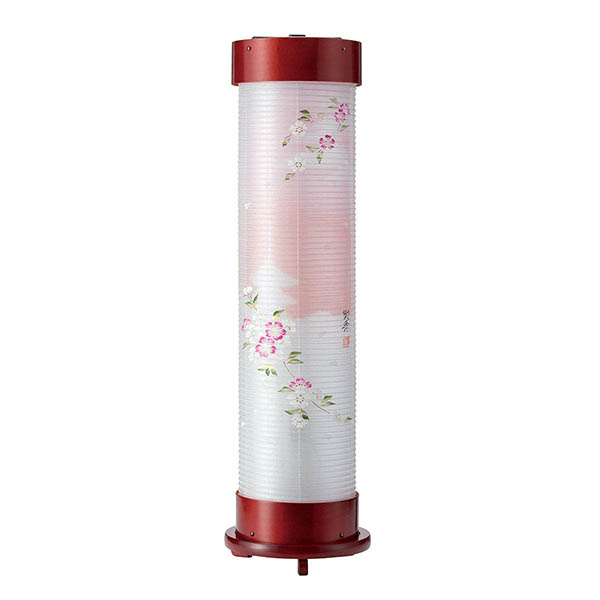 ワイン 伸縮提灯 絹二重 京城 桜 ワンタッチ伸縮 木製 電気コード式（LED仕様）
