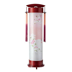 ワイン 伸縮提灯 絹二重 京城 桜 ワンタッチ伸縮 木製 電気コード式(LED仕様)