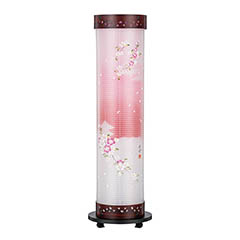 新桜調 伸縮提灯 絹二重 京城 桜 ワンタッチ伸縮 電気コード式