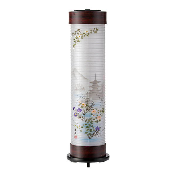 桜調 伸縮提灯 絹二重 恵山 硬質ボール材 ワンタッチ伸縮 電気コード式（LED仕様）