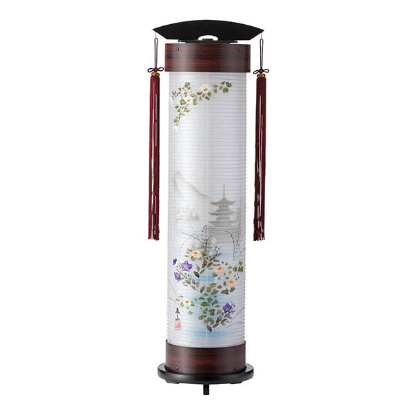 桜調 伸縮提灯 絹二重 恵山 ワンタッチ伸縮 電気コード式（LED仕様）
