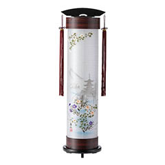 桜調 伸縮提灯 絹二重 恵山 ワンタッチ伸縮 電気コード式(LED仕様)