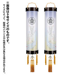 住吉 張黒檀 絹二重 朧桔梗 対柄 (一対入り) 木製 電気コード式 【家紋入代込】