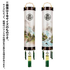 住吉 張黒檀 絹二重 清流山水 対柄 (一対入り) 木製 電気コード式 【家紋入代込】
