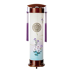 ダーク 伸縮提灯 和紙 一重張り 芙蓉 ワンタッチ伸縮 木製 電気コード式(LED仕様)【家紋入代込