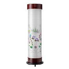 春慶塗 伸縮提灯 絹二重 信翠彩芙蓉 ワンタッチ伸縮 木製 電気コード式(LED仕様)