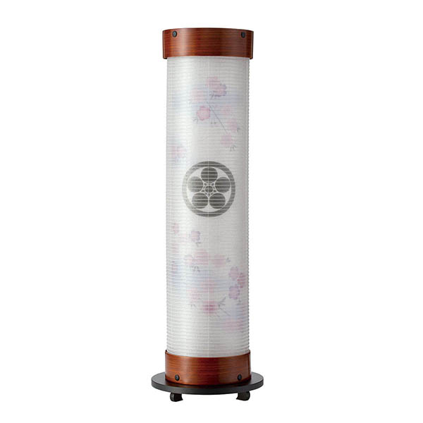 張紫檀 伸縮提灯 絹二重 京さくら ワンタッチ伸縮 木製 電気コード式 【家紋入代込】