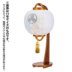 ほおずき提灯 絹二重 彩青コスモス 木製 電池式(コードレス:LED仕様) 【家紋入代込】