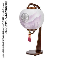 ほおずき提灯 絹二重 古代紫 木製 電池式(コードレス:LED仕様) 【家紋入代込】