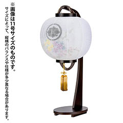 ほおずき提灯 絹二重 彩紫コスモス 木製 電池式(コードレス:LED仕様) 【家紋入代込】