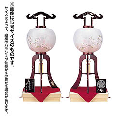 大内行灯 春慶塗 蒔絵 絹二重 対柄 (一対入り) 桐箱入 ※家紋立札付 電気コード式 【家紋入代込