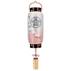 コンパクト門提灯 桜 絹二重 木製 電池式(コードレス:LED仕様) 【家紋入代込】