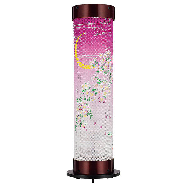 桜 伸縮提灯 レース和紙一重張り さくら ワンタッチ伸縮 木製 電気コード式
