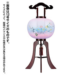 盆提灯: 桜調 大内行灯 和紙 一重張り 撫子 木製 電気コード式