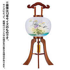 盆提灯: 欅調 大内行灯 和紙 一重張り 乱菊 木製 電気コード式