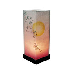 盆提灯: 現代灯 菱型 桜・月 電気コード式