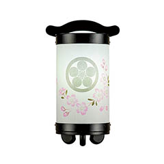 回忌灯 手書き絵 桜 家紋入り 木製 電池式(コードレス:LED仕様) 【家紋入代込】 【組立不要】