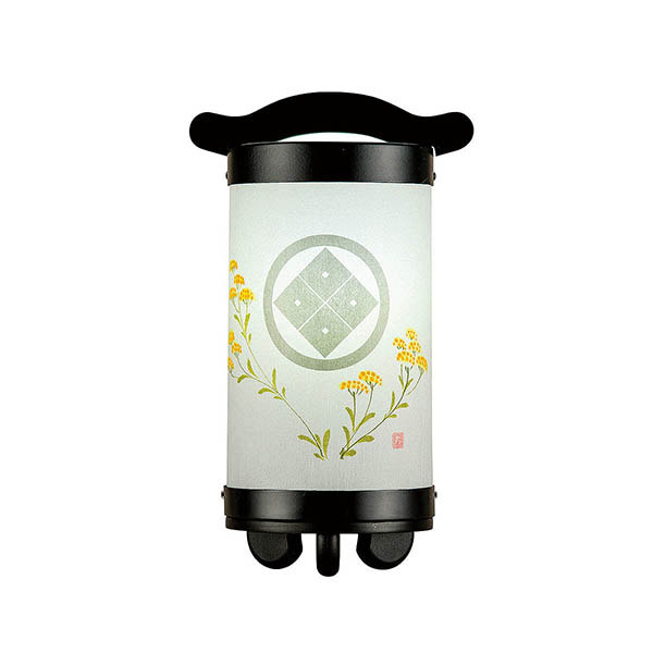 回忌灯 手描き絵 女郎花 家紋入 木製 電池式（コードレス：LED仕様）【家紋入代込】【組立不要】
