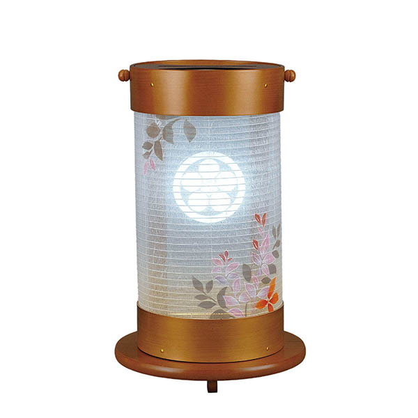 常燈明 ひのき 桃葉 木製 電気コード式（LED仕様） 【家紋入代込】