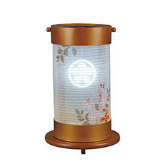 常燈明 ひのき 桃葉 木製 電気コード式(LED仕様) 【家紋入代込】