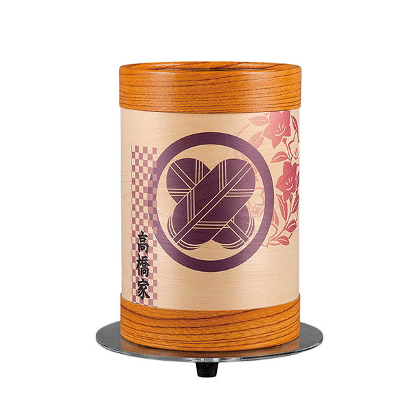 家名・家紋ANDON 15号S 紫しきぶ 木製 電気コード式 【家紋・家名入代込】 【組立不要】