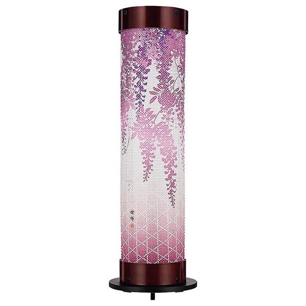 桜 伸縮提灯 レース和紙一重張り しだれ藤 ワンタッチ伸縮 木製 電気コード式