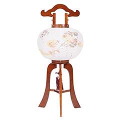 盆提灯: 大内行灯 けやき調 小枝に桜 紙一重 木製 電気コード式