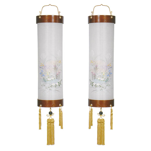 住吉 けやき 絹二重 対柄 （一対入り）  木製 電気コード式